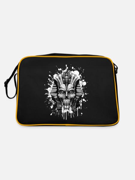 Pharao Totenkopf Skelett - Retro Tasche - Schwarz/Gold