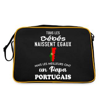 Bébés égaux meilleurs ont un papa Portugais - Sac Retro - noir/or - Dos