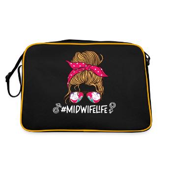 Nurse Midwife Birth Worker - Retro Tasche - Schwarz/Gold - Hinten