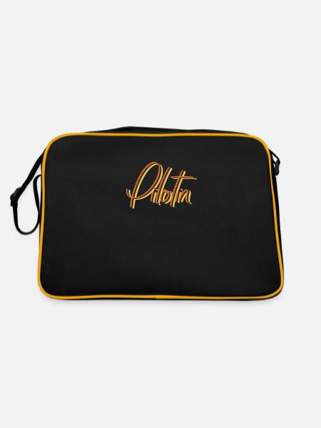 Flugzeug Abschluss-Geschenk Pilotin - Retro Tasche - Schwarz/Gold - Hinten