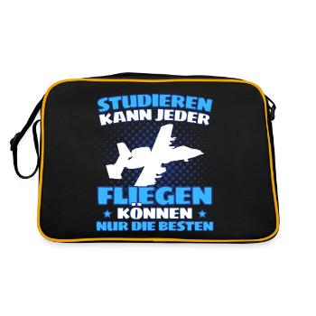 Fliegen Flugzeug Pilot Flieger Modellbau Piloten - Retro Tasche - Schwarz/Gold - Hinten