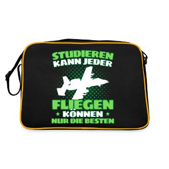 Fliegen Flugzeug Pilot Flieger Modellbau Piloten - Retro Tasche - Schwarz/Gold - Hinten