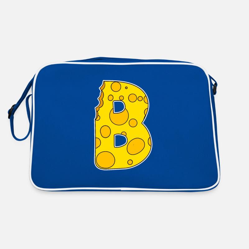 Buchstabe B - Anfangsbuchstabe B - Käse Motiv Retro Tasche