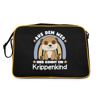 Aus Dem Weg Hier Kommt Ein Krippenkind Erdmännchen - Retro Tasche - Schwarz/Gold - Hinten