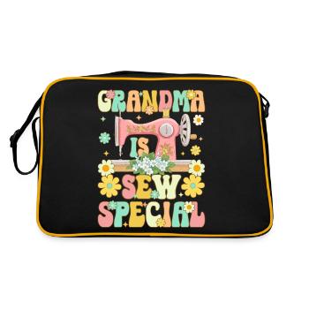 Groovy Sewing Granny Female Sewer - Retro Bag - black/gold - Back