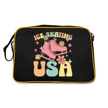 Patriotic Ice Skater Figure Skating - Retro Bag - black/gold - Back