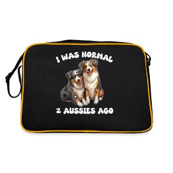 Australian Shepherd ich war normal vor 2 Aussies - Retro Tasche - Schwarz/Gold - Hinten