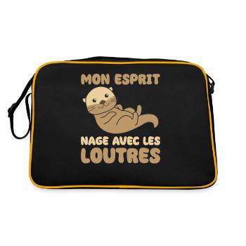 Mon Nage Avec Les Loutres - Cute Otter - Retro Bag - black/gold - Back