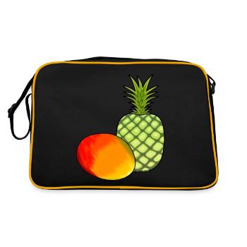 Mango Obst Früchte Ananas Vegetarisch Speise - Retro Tasche - Schwarz/Gold - Hinten