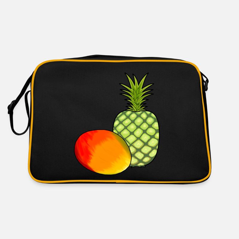 Mango Obst Früchte Ananas Vegetarisch Speise Retro Tasche