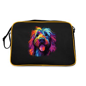 Aquarelle coloré Bergamasco Berger Chien - Sac Retro - noir/or - Dos