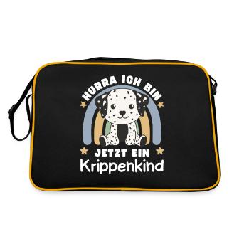 Hurra Ich Bin Jetzt Ein Krippenkind Dalmatiner - Retro Tasche - Schwarz/Gold - Hinten