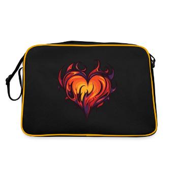 Coeur, Feu, Amour, Flamme - Sac Retro - noir/or - Dos