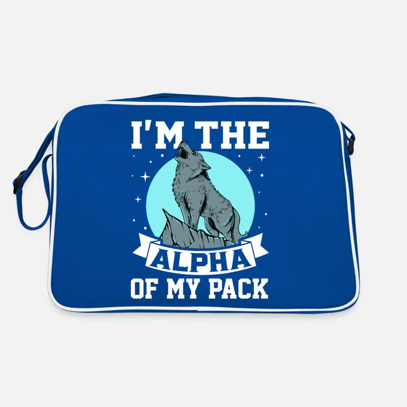 Lustiges Alphamännchen Wolf Retro Tasche