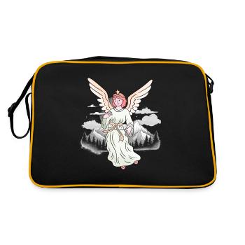 Mountains, Alps, Angels, Lucky Charms, Mountaineers, Alm - Retro Bag - black/gold - Back
