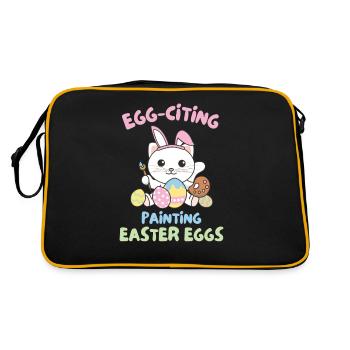 cute cats for easter with easter eggs cat - Retro Bag - black/gold - Back
