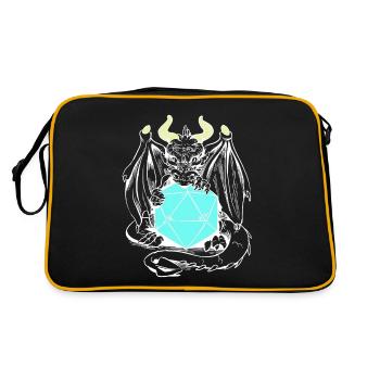 dragon, creature, mythical creature, fairy tale, fairy tale character - Retro Bag - black/gold - Back