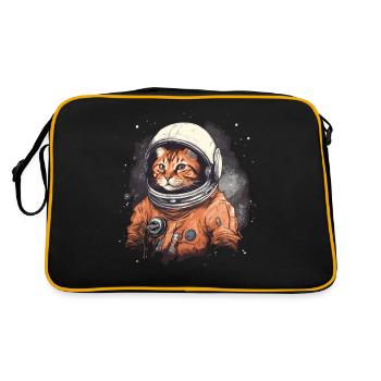red cat in astronaut suit in space - Retro Bag - black/gold - Back