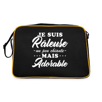 Râleuse Mais Adorable Cadeau Humour Personnalisé - Sac Retro - noir/or - Dos