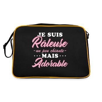 Râleuse Mais Adorable Cadeau Humour Personnalisé - Sac Retro - noir/or - Dos
