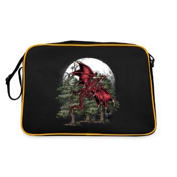 Mythical Creatures, Dragon, Forest, Wilderness, Wild Fantasy - Retro Bag - black/gold - Back