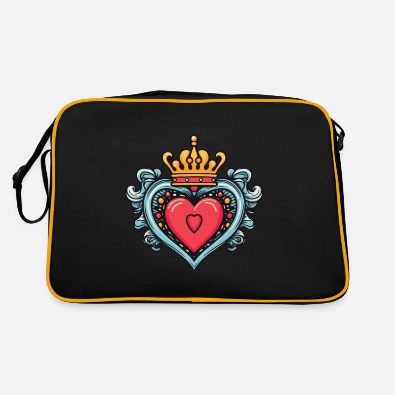 Herz Krone Liebe Retro Tasche