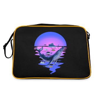 animaux marins, mammifères marins, poisson, poisson, océan, aileron - Sac Retro - noir/or - Dos