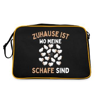 Zuhause ist wo meine Schafe sind! Schaf Schäfer - Retro Tasche - Schwarz/Gold - Hinten