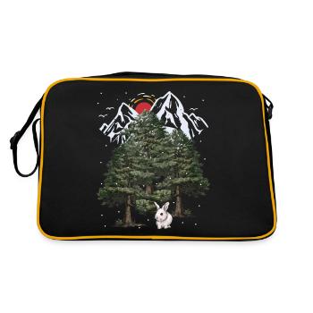 Alps, Bunny, Winter, Snowfall, Christmas, Rabbit - Retro Bag - black/gold - Back