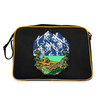 Alps, Summit, Mountains, Beg Hut, House, Alm, Tyrol, Nature - Retro Bag - black/gold - Back