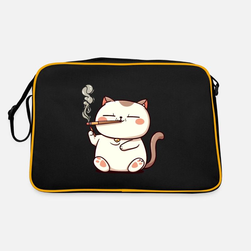 Katze Raucher Smoke Joint Retro Tasche