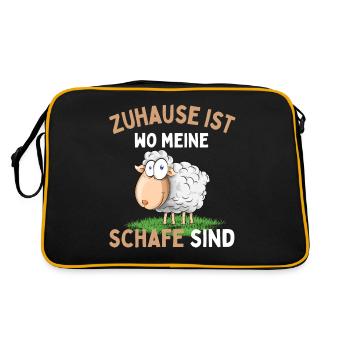Zuhause ist wo meine Schafe sind! Schaf Schäfer - Retro Tasche - Schwarz/Gold - Hinten
