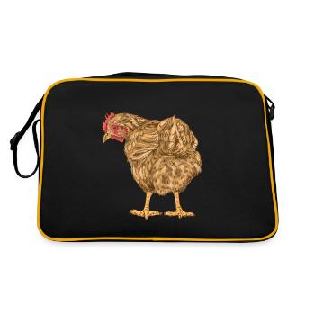 Huhn Federvieh Geflügel Bauernhof Vogel Eier Bio - Retro Tasche - Schwarz/Gold - Hinten
