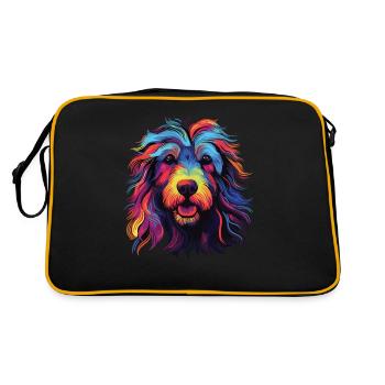 Aquarelle coloré Bergamasco Berger Chien - Sac Retro - noir/or - Dos