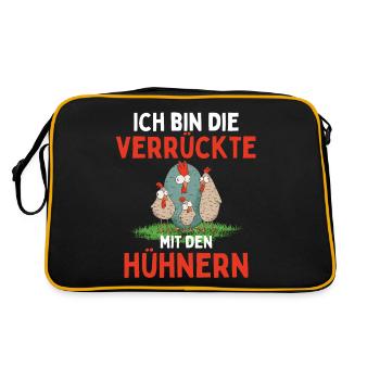 I'M THE CRAZY ONE WITH THE CHICKENS Funny - Retro Bag - black/gold - Back