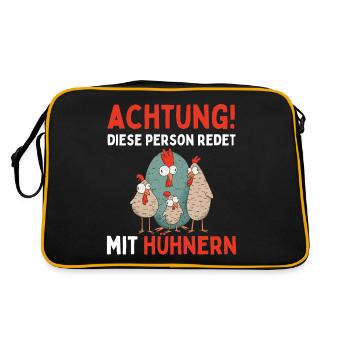 ATTENTION, I'M TALKING TO CHICKENS! Funny Chicken Egg - Retro Bag - black/gold - Back