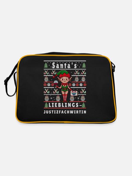 Ugly Weihnachten SANTAS LIEBLINGS Justizfachwirtin - Retro Tasche - Schwarz/Gold - Hinten