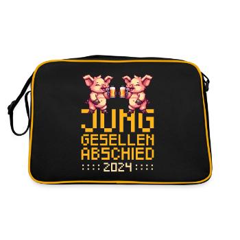 Pig Bachelor Party 2024 Party - Retro Bag - black/gold - Back