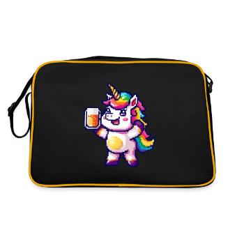 Licorne Bière Fête Célébration Coloré - Sac Retro - noir/or - Dos