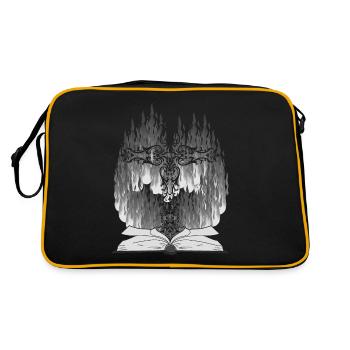 Cross Religion Bible Jesus Creation God Fire - Retro Bag - black/gold - Back