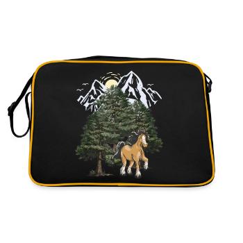 Mountains, Mountains, Horse, Black Forest, Tyrol, Alps - Retro Bag - black/gold - Back
