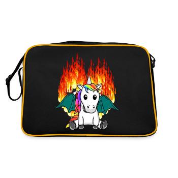 Fiery Dragon Unicorn Fantasy Children's Fable - Retro Bag - black/gold - Back