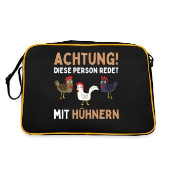 ATTENTION, I'M TALKING TO CHICKENS! Funny Chicken Egg - Retro Bag - black/gold - Back