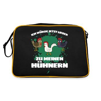I WOULD LOVE TO MY CHICKENS NOW! - Retro Bag - black/gold - Back