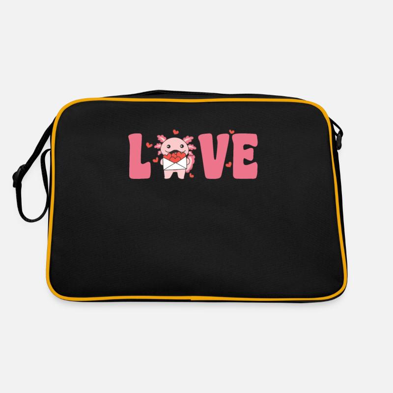 Axolotl pour la Saint-Valentin Animaux mignons avec des cœurs Sac Retro