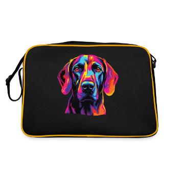 Wasserfarben Farbenfroher Plott Hound - Retro Tasche - Schwarz/Gold - Hinten