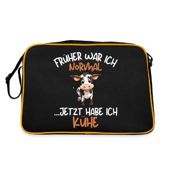 I USED TO BE NORMALNOW I HAVE COWS Funny things - Retro Bag - black/gold - Back