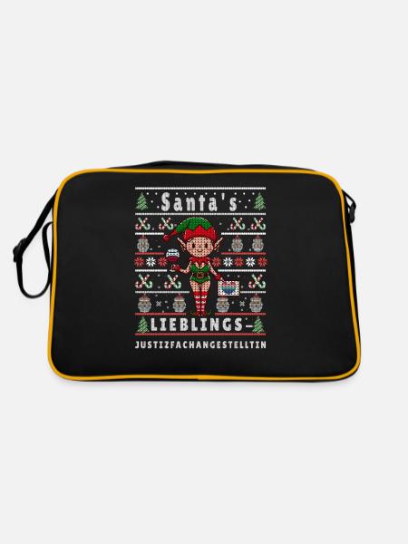 Ugly Weihnachten SANTAS LIEBLINGS - Retro Tasche - Schwarz/Gold - Hinten