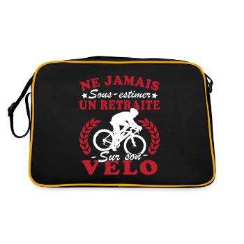 Un Retraité Sur Son Vélo Humour Retraite Cycliste - Sac Retro - noir/or - Dos