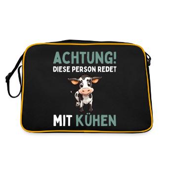 ATTENTION! THIS PERSON IS TALKING TO COWS! Fun - Retro Bag - black/gold - Back